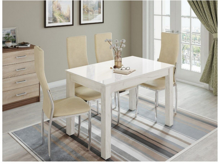 Стол обеденный Бруно 1000х600 дуб крафт белый/лакобель белый