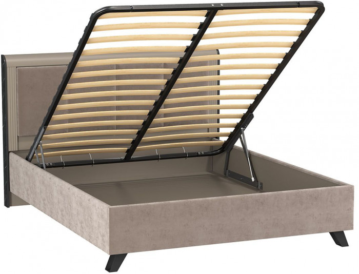 Фиделия кровать двойная 76.14 с под. мех. серый камень / мрамор черный