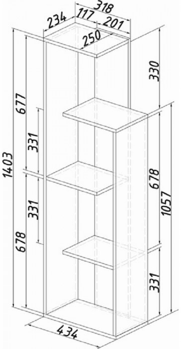 Стеллаж Бейсик 1, крафт/белый