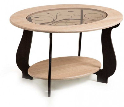 Стол журнальный СЖ-25 с рисунком Р-4 венге/дуб