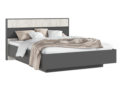 Роджинамиф Кровать парящая 160 с ПМ с подсветкой, дуб крафт белый/графит