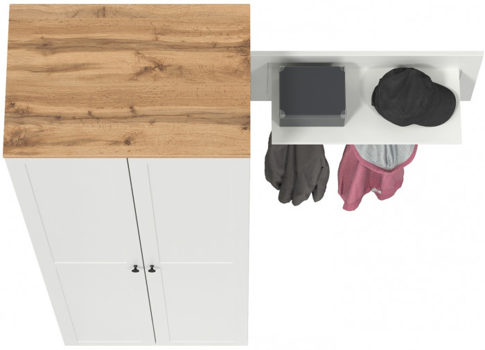 Остин Прихожая 08, цвет белый шагрень/дуб крафт золотой, ШхГхВ 159,7х54,3х229,6 см., универсальная сборка