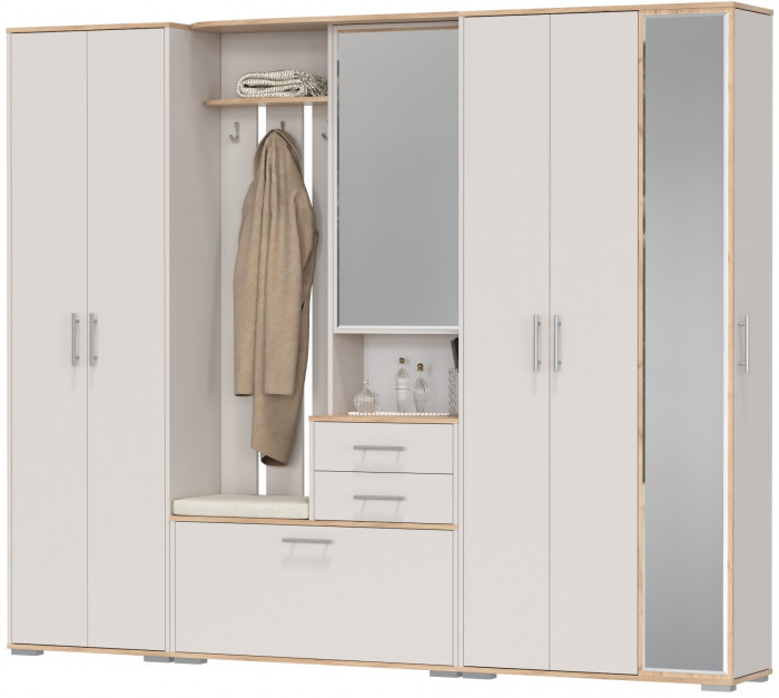 Прихожая Домино 6, дуб крафт золотой/кашемир серый