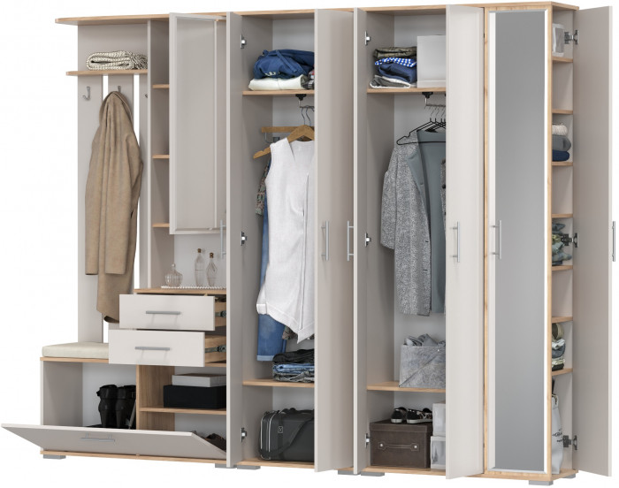 Прихожая Домино 6, дуб крафт золотой/кашемир серый