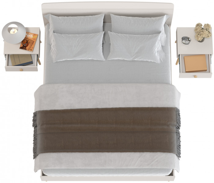 Афина Спальня Кровать 1600 + Две тумбы, кашемир серый