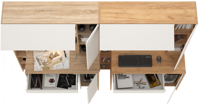 Два стола компьютерных Комфорт 12.71, дуб сонома/белый/дуб золотой/белый