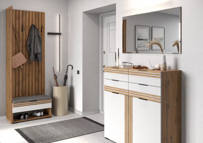 Прихожая Нао, набор №5, Дуб вотан/Белый, Вотан, Simple 27