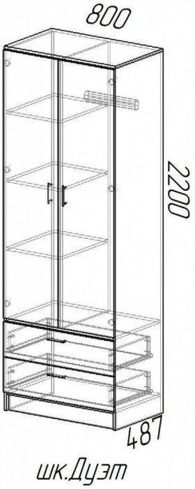 Шкаф Дуэт, Ясень шимо темный/светлый