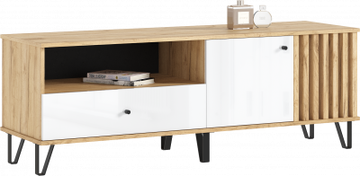 Роджина Тумба ТВ 1500, Дуб крафт/Белый глянец