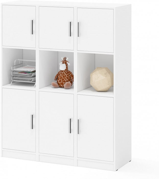 Три Пенала С-МД-СК9П к компьютерному столу С-МД-СК9, цвет белый шагрень, ШхГхВ 129х45х160 см., универсальная сборка