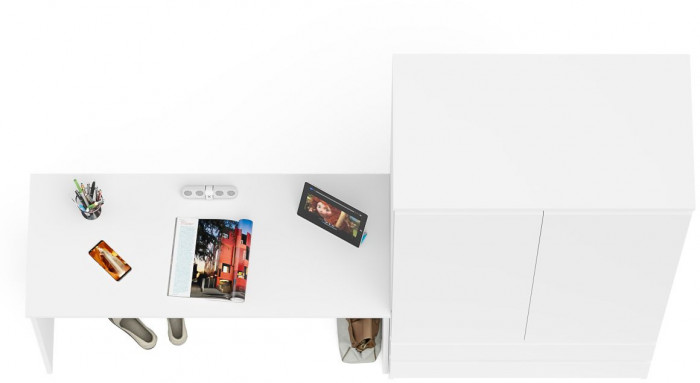 Мори письменный стол МСП1200.1 + Шкаф МШ900.1, белый