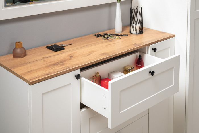 Остин Прихожая 32, белый шагрень/дуб крафт золотой