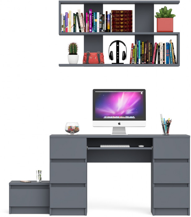 Мори компьютерный стол МС-2 + Тумба ТМП400.1 + Полка 1200, графит
