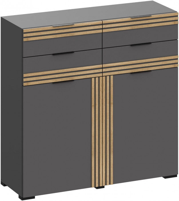 Модульная Прихожая Нао, набор №5, Графит/Графит, Дуб вотан, Simple 27