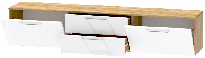 Тумба-4 под ТВ подвесная "Иннэс-7", Крафт золотой/Белый глянец