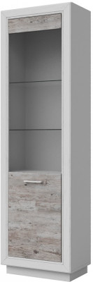 Шкаф-витрина (правое исп.) "Эстель" - Дуб полярный/Сосна натуральная