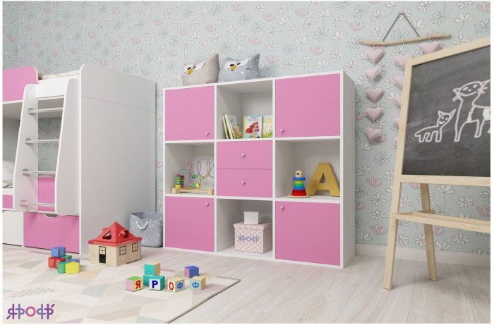 Стеллаж Джери (Белое дерево/Оранжевый)