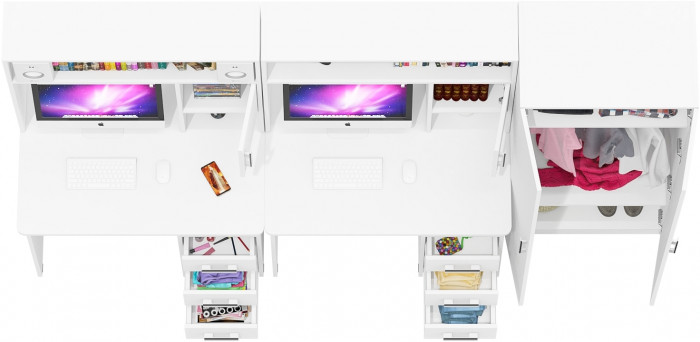 С-МД-СК9 Компоновка № 05, цвет белый шагрень, ШхГхВ 274х70х160 см., НЕ универсальная сборка