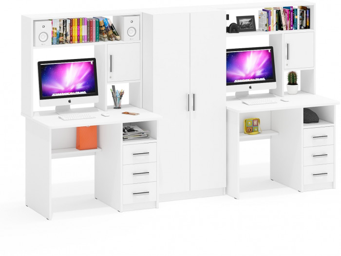 С-МД-СК9 Компоновка № 05, цвет белый шагрень, ШхГхВ 274х70х160 см., НЕ универсальная сборка