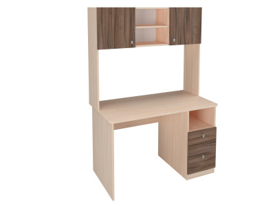 Стол письменный с надстройкой Дуб молочный/Орех
