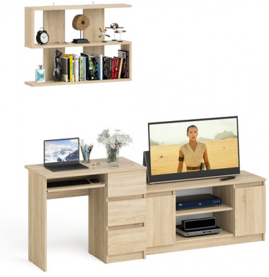 Мори Стол компьютерный МС-6 правый + Тумба МТВ1200.1 + Полка 900, цвет дуб сонома, ШхГхВ 210,4х50х209,6 см., НЕ универсальная сборка