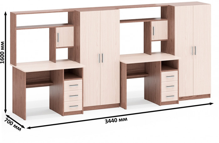 С-МД-СК9 Компоновка № 08, ясень шимо светлый/ясень шимо тёмный