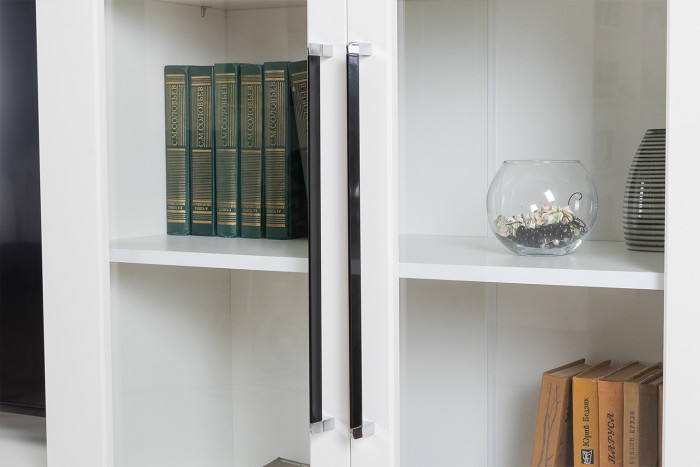 Валенсия Гостиная № 085, ЛДСП белый шагрень/МДФ белый шагрень