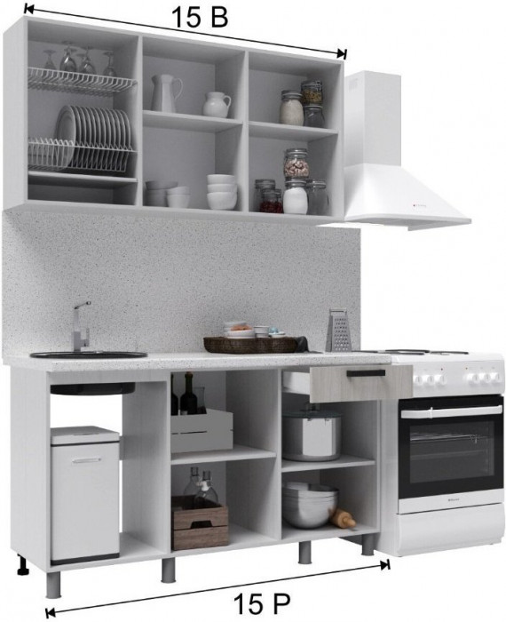 Кухонный гарнитур Танго 1,5м Белый