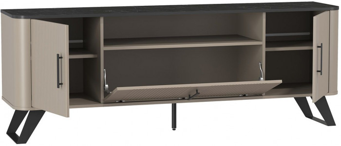 Фиделия тумба для ТВ 76.05 серый камень / мрамор черный