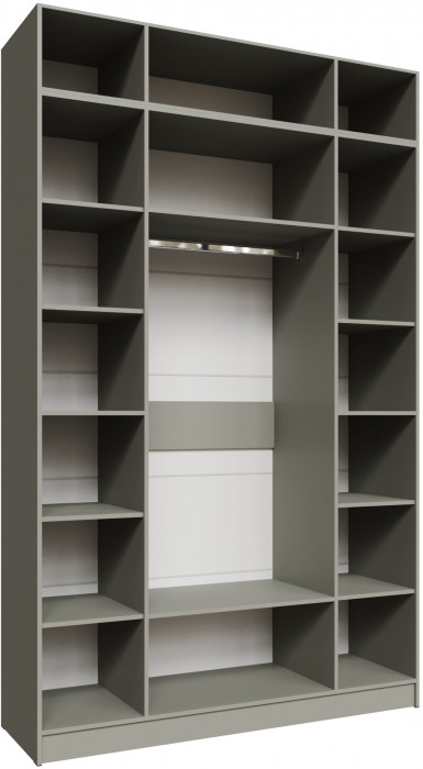 Шкаф 1,6 с антресолью и зеркалом Мадрид, Мокко