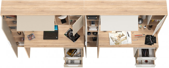 Два стола компьютерных Комфорт 12.95N, дуб сонома/белый/дуб сонома/сатин