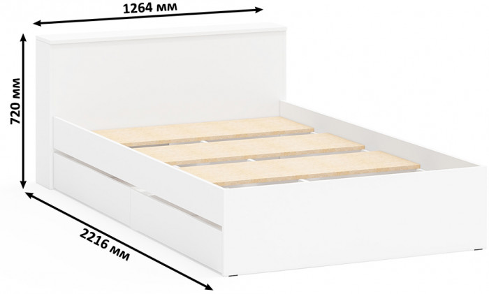 Ксения Кровать с ящиками 1200, белый