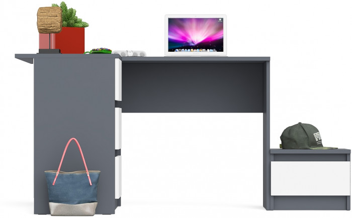 Мори компьютерный стол МС-16 левый + Тумба ТМП400.1, графит/белый