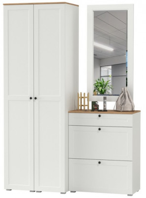 Остин Прихожая 34, белый шагрень/дуб крафт золотой