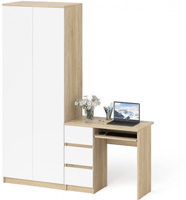 Мори Стол компьютерный МС-6 левый + Шкаф МШ800.1, цвет дуб сонома/белый, ШхГхВ 170,4х50,4х209,6 см., выдвижные ящики слева, НЕ универсальная сборка