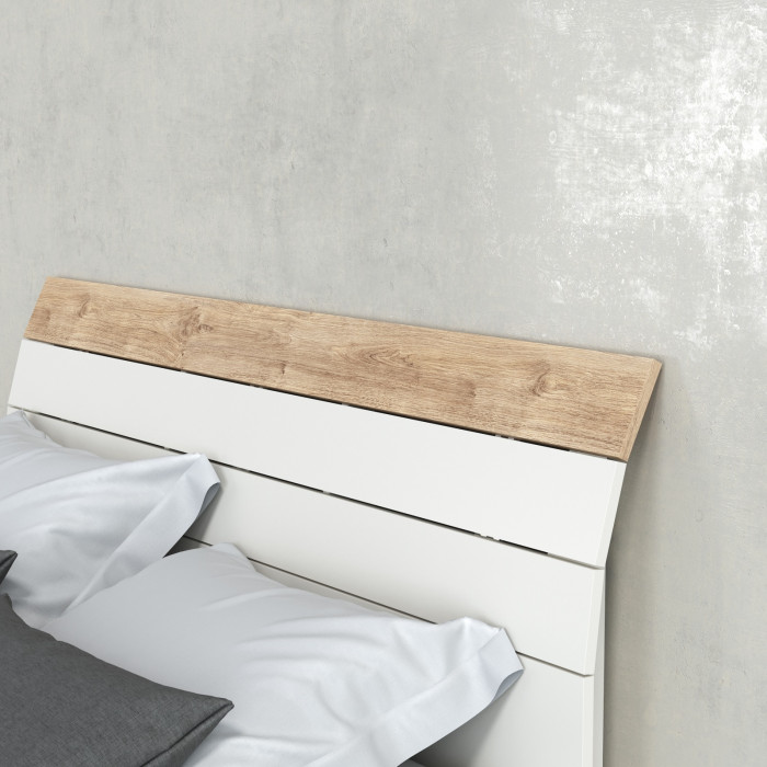 Муссон Кровать 11.41 + ортопед + Комод 13.97 + Зеркало СВК, цвет белый/дуб эндгрейн элегантный, сп. м. 1600х2000 мм., б/м
