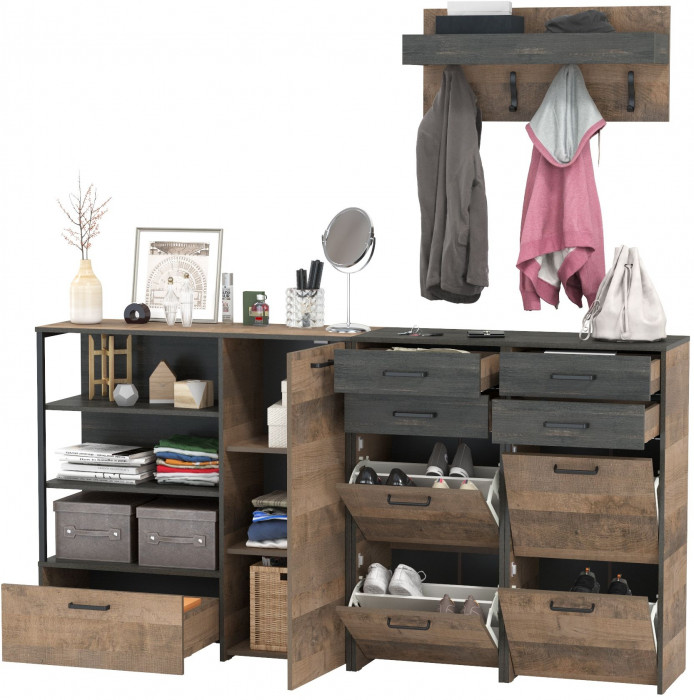 Трувор Прихожая 156, дуб гранж песочный/интра