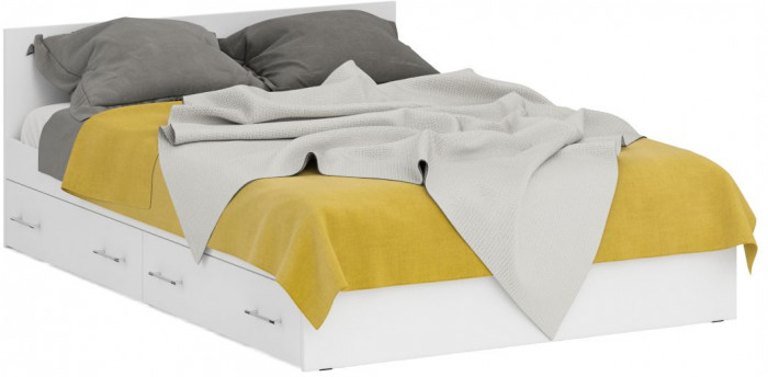 Кровать с ящиками 1400 + угловой шкаф Стандарт, белый