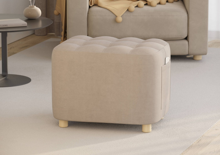 Банкетка 6-5127ТКВбеж Вики, цвет ткань бежевая, ШхГхВ 53х40х46 см.(прямоугольная тканевая банкетка на четырёх ножках)