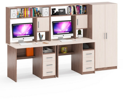 С-МД-СК9 Компоновка № 05, цвет ясень шимо светлый/ясень шимо тёмный, ШхГхВ 274х70х160 см., НЕ универсальная сборка