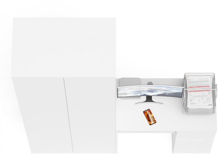 Мори Стол компьютерный МС-1 правый + Шкаф МШ800.1, цвет белый, ШхГхВ 170,4х50,4х209,6 см., выдвижной ящик справа, НЕ универсальная сборка