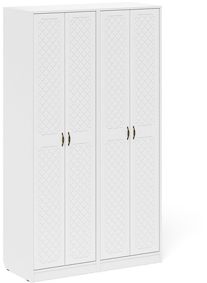 Прихожая П-6 Шкаф + Шкаф, цвет белая шагрень/фасады МДФ белое дерево фрезеровка ромб, ШхГхВ 120х50х210 см.