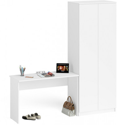 Мори Стол письменный МСП1200.1 + Шкаф МШ800.1, цвет белый, ШхГхВ 200,8х50,4х209,6 см., универсальная сборка