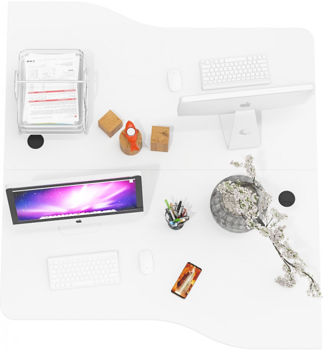 Два стола письменных С-МД-1-04, белый шагрень