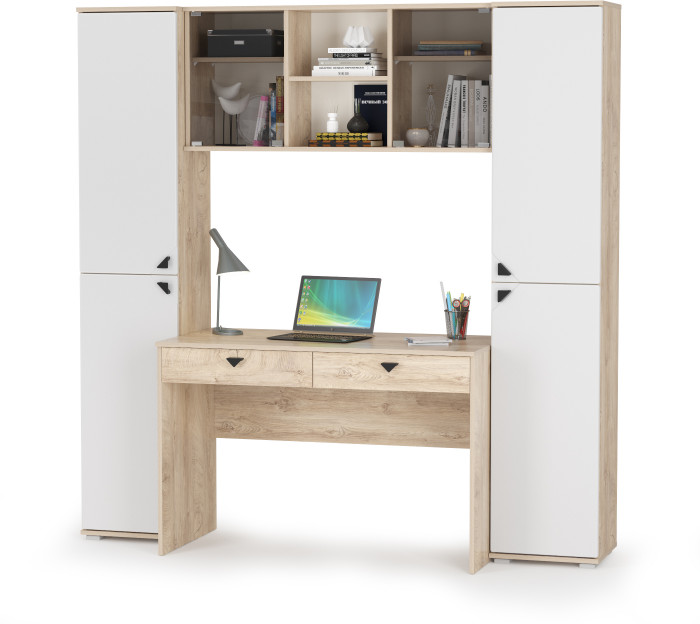 КР100 Бостон № 27, цвет дуб эндгрейн элегантный/фасады МДФ милк рикамо софт, 13.154+12.69+10.51+13.154, ШхГхВ 192,4х57,2х194,4 см.