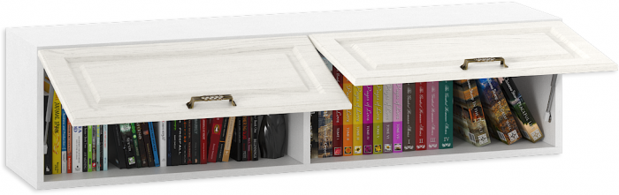 Ливерпуль Шкаф навесной, цвет ясень ваниль/белый, ШхГхВ 140х31,4х35 см.