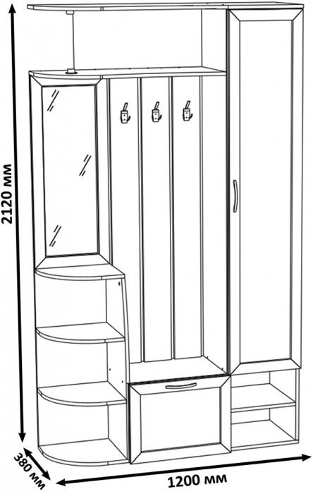 Прихожая Ксения-2, ясень шимо светлый/ясень шимо тёмный