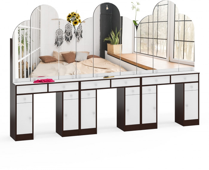 Три туалетных столика Трельяжа МД №2, венге/белый шагрень