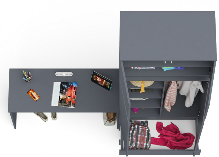 Мори письменный стол МСП1200.1 + Шкаф МШ900.1 + Антресоль МА900.1, графит