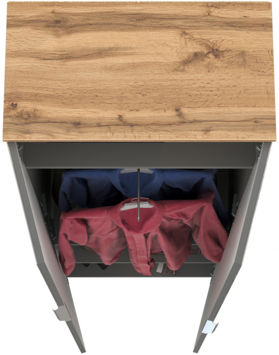 Октава 13.338 Шкаф для одежды, серый графит/дуб крафт золотой/фасады МДФ серый графит и зеркало